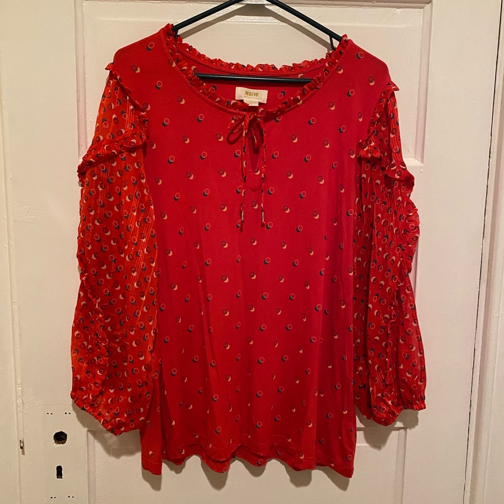 Maeve for Anthropologie multi texture blouse.